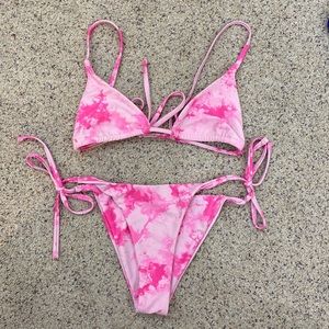 Pink tie dye bikini swimsuit